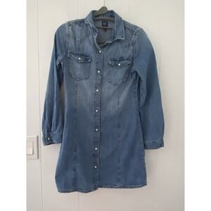 Gap Girls Size XL Blue Denim Dress Pearl Snaps